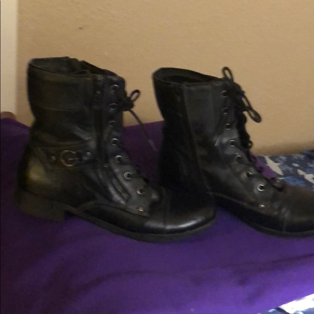 Guess black lace up and zippered boots